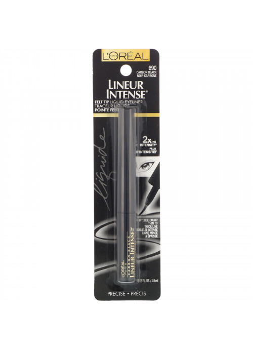 L'Oreal, Lineur Intense, Felt Tip Liquid Eyeliner, Carbon Black 690, .05 fl oz (1.5 ml)