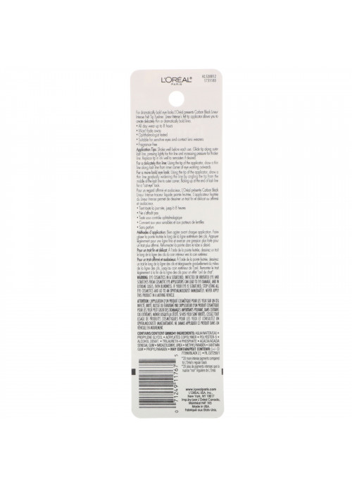 L'Oreal, Lineur Intense, Felt Tip Liquid Eyeliner, Carbon Black 690, .05 fl oz (1.5 ml)