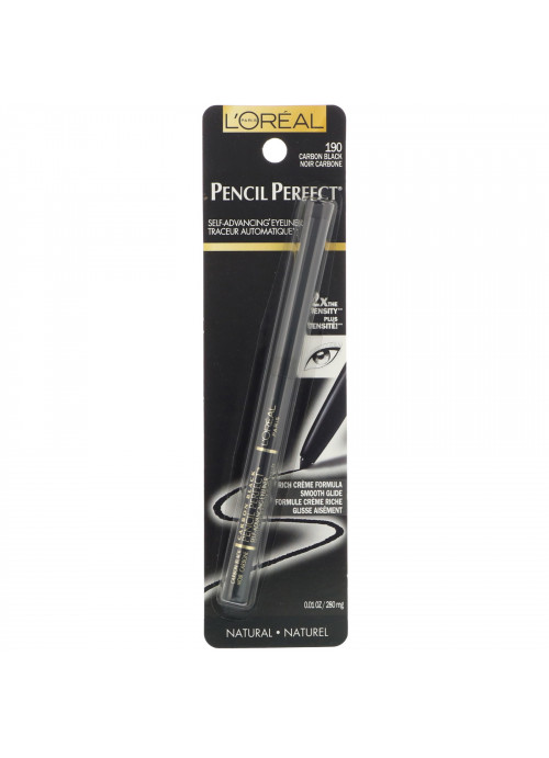 L'Oreal, Pencil Perfect Self-Advancing Eyeliner, 190 Carbon Black, 0.01 oz (280 mg)