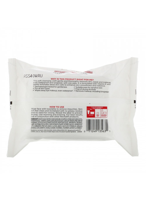 L'Oreal, Revitalift Makeup Removing Cleansing Towelettes, 30 Pre-Moistened Towelettes