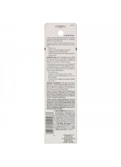 L'Oreal, Telescopic Control Tip Liquid Eyeliner, 820 Charcoal, .08 fl oz (2.45 ml)