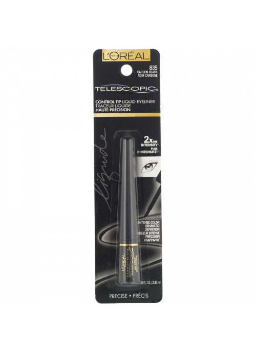 L'Oreal, Telescopic Control Tip Liquid Eyeliner, 835 Carbon Black, .08 fl oz (2.45 ml)