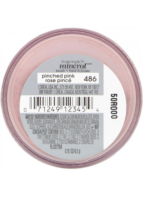 L'Oreal, True Match Naturale Mineral Blush, 486 Pinched Pink, 0.15 oz (4.5 g)