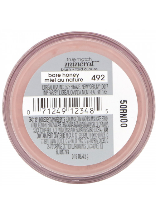 L'Oreal, True Match Naturale Mineral Blush, 492 Bare Honey, 0.15 oz (4.5 g)
