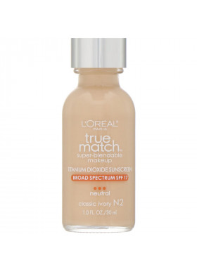L'Oreal, True Match Super-Blendable Makeup, N2 Classic Ivory, 1 fl oz (30 ml)