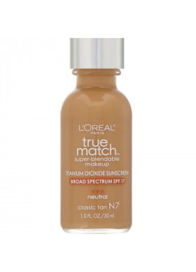 L'Oreal, True Match Super-Blendable Makeup, N7 Classic Tan, 1 fl oz (30 ml)