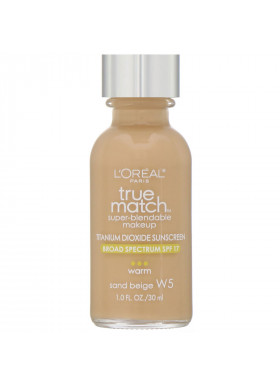 L'Oreal, True Match Super-Blendable Makeup, W5 Sand Beige, 1 fl oz (30 ml)