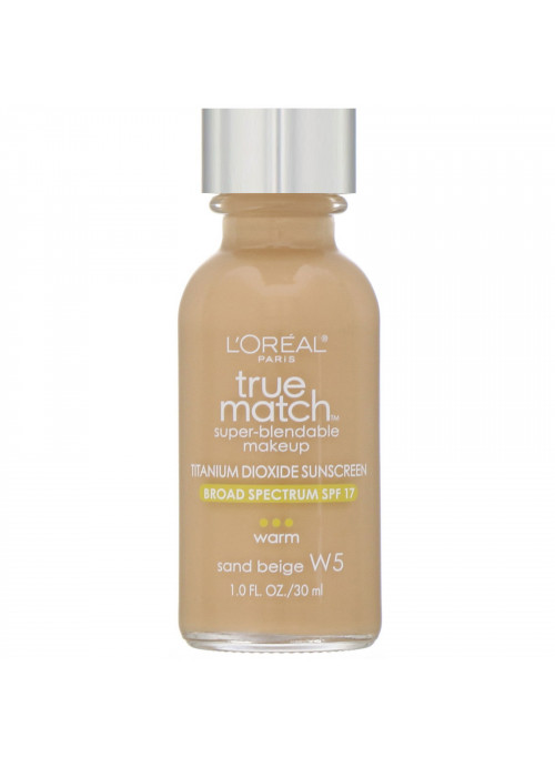 L'Oreal, True Match Super-Blendable Makeup, W5 Sand Beige, 1 fl oz (30 ml)