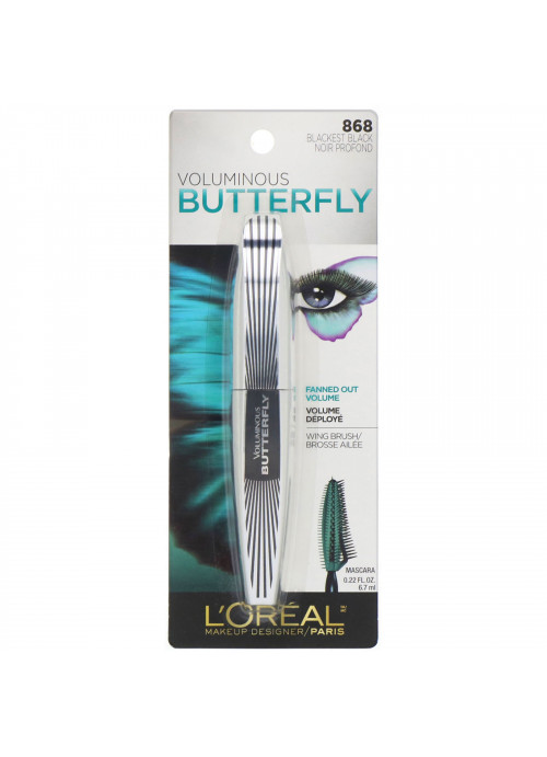 L'Oreal, Voluminous Butterfly Mascara, 868 Blackest Black, 0.22 fl oz (6.7 ml)