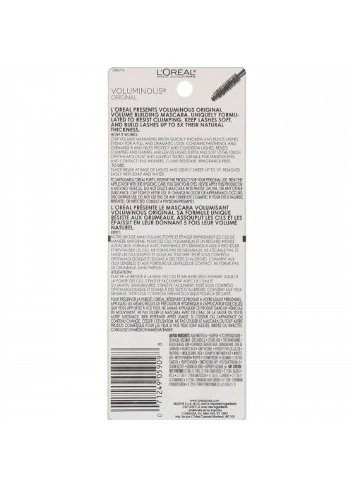 L'Oreal, Voluminous Original Mascara, 310 Blackest Black, 0.28 fl oz (8 ml)