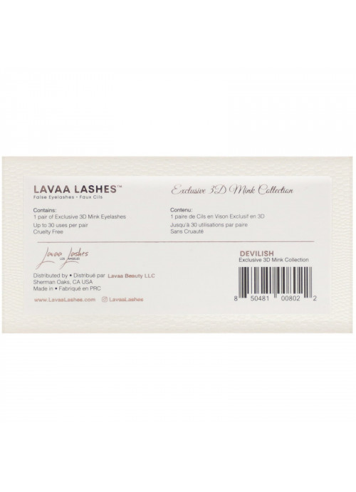 Lavaa Lashes, Devilish, 3D Mink False Eyelashes, 1 Pair