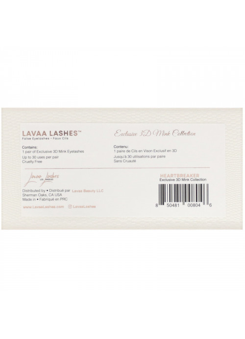 Lavaa Lashes, Heartbreaker, 3D Mink False Eyelashes, 1 Pair