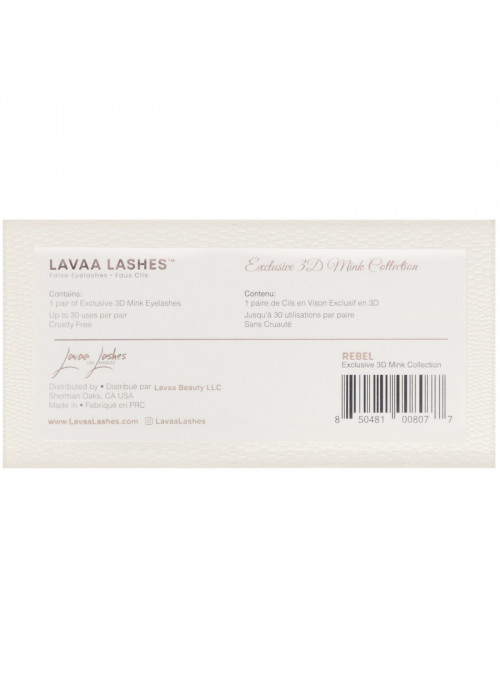 Lavaa Lashes, Rebel, 3D Mink False Eyelashes, 1 Pair