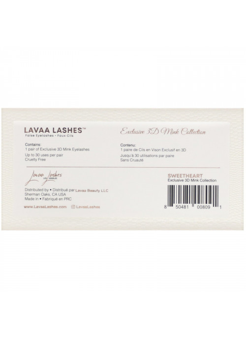 Lavaa Lashes, Sweetheart, 3D Mink False Eyelashes, 1 Pair