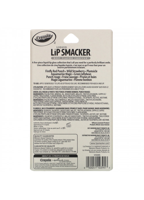 Lip Smacker, Crayola, Liquid Lip Gloss, Best Flavor Forever,  5 Pack, 0.09 fl oz (2.8 ml) Each