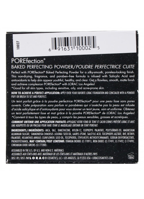 Lorac, POREfection Baked Perfecting Powder, PF2  Light, 0.32 oz (9 g)