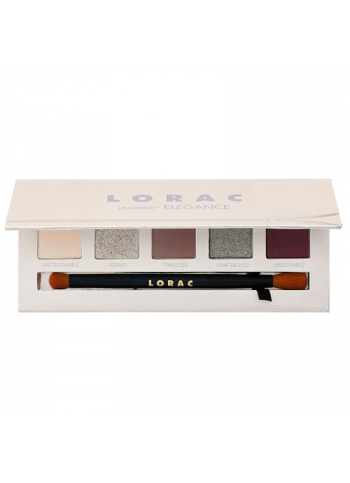 Lorac, Unzipped Elegance Eye Shadow Palette with Dual-Ended Brush, 0.37 oz (10.5 g)