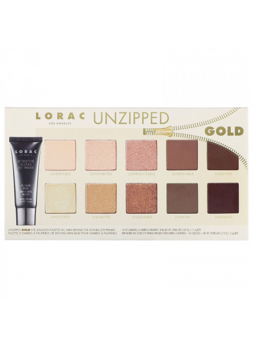 Lorac, Unzipped Gold Eye Shadow Palette with Mini Behind The Scenes Eye Primer, 0.58 oz (16.7 g)