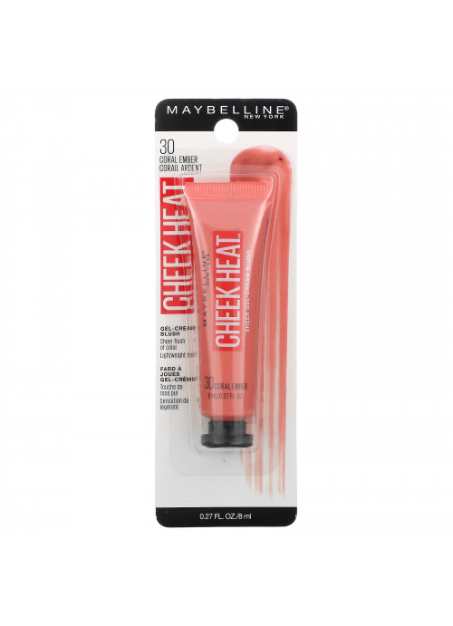 Maybelline, Cheek Heat, Gel-Cream Blush, Coral Ember, 0.27 oz (8 ml)