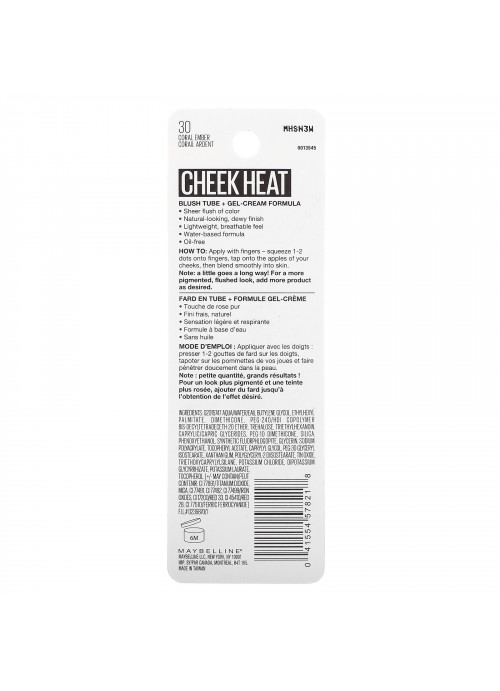 Maybelline, Cheek Heat, Gel-Cream Blush, Coral Ember, 0.27 oz (8 ml)