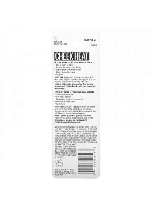 Maybelline, Cheek Heat, Gel-Cream Brush, Nude Burn, 0.27 fl oz (8 ml)