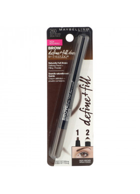 Maybelline, Eye Studio, Brow Define + Fill Duo, 260 Deep Brown, 0.017 oz (500 mg)
