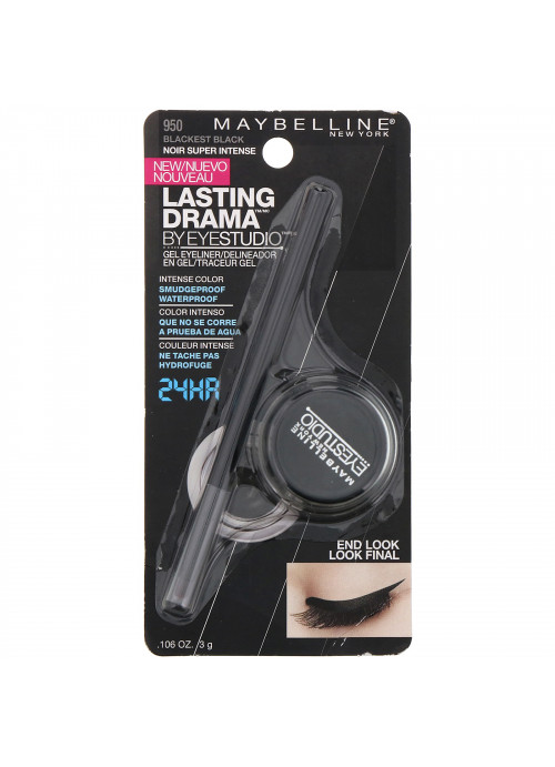Maybelline, Eye Studio, Lasting Drama, Gel Eyeliner, 950 Blackest Black, 0.106 oz (3 g)