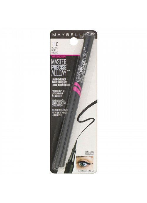 Maybelline, Eye Studio, Master Precise, All Day Liquid Eyeliner, 110 Black, 0.034 fl oz (1 ml)