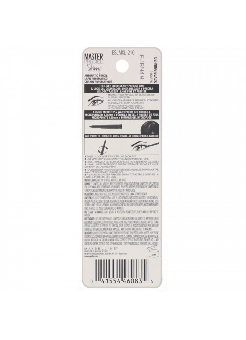 Maybelline, Eye Studio, Master Precise, Skinny Automatic Pencil, 210 Defining Black, 0.0035 oz (100 mg)