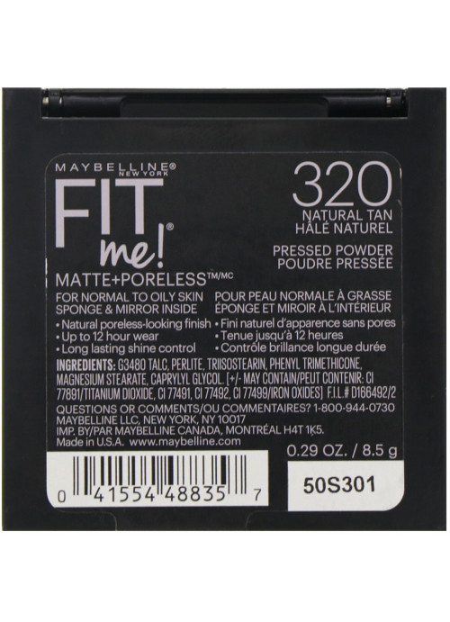 Maybelline, Fit Me, Matte + Poreless Powder, 320 Natural Tan, 0.29 oz (8.5 g)