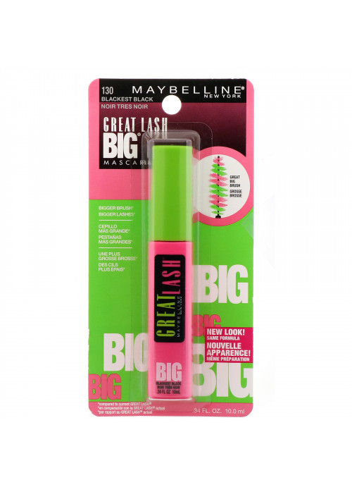 Maybelline, Great Lash, Big Mascara, 130 Blackest Black, 0.34 fl oz (10 ml)