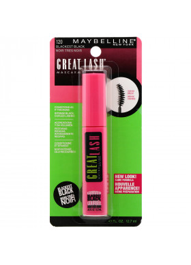 Maybelline, Great Lash, Curved Brush Mascara, 120 Blackest Black, 0.43 fl oz (12.7 ml)