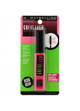 Maybelline, Great Lash, Mascara, 100 Blackest Black,  0.43 fl oz (12.7 ml)