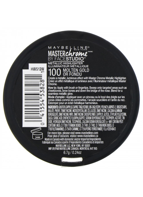 Maybelline, Master Chrome, Metallic Highlighter, Molten Gold 100,  0.24 oz (6.7 g)