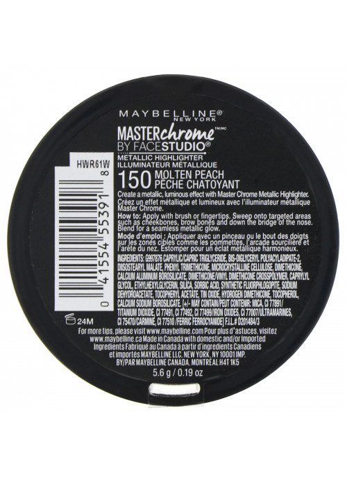 Maybelline, Master Chrome, Metallic Highlighter, Molten Peach 150 , 0.19 oz (5.6 g)