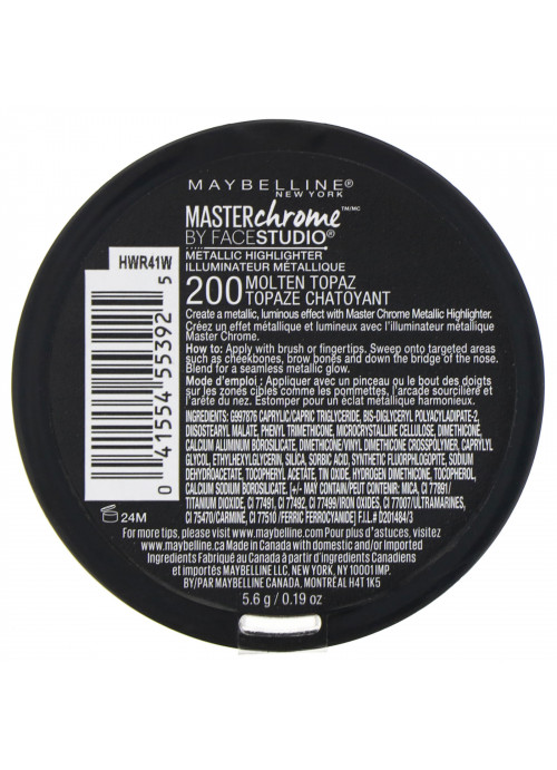 Maybelline, Master Chrome, Metallic Highlighter, Molten Topaz 200, 0.24 oz (6.7 g)