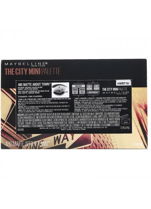 Maybelline, The City Mini Eyeshadow Palette, 480 Matte About Town, 0.14 oz