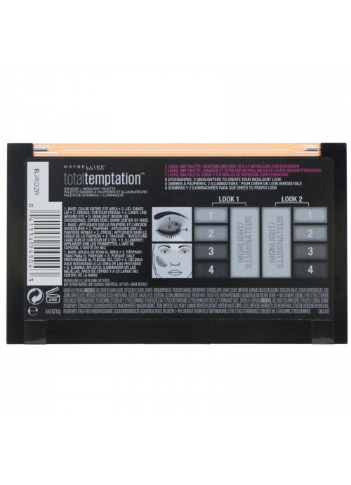 Maybelline, Total Temptation, Eyeshadow + Highlight Palette, 0.42 oz (12 g)
