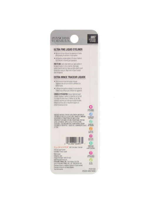 Physicians Formula, Eye Booster, Ultra Fine Liquid Eyeliner with Lash Conditioning Serum, Ultra Black, 0.016 fl oz (0.5 ml)