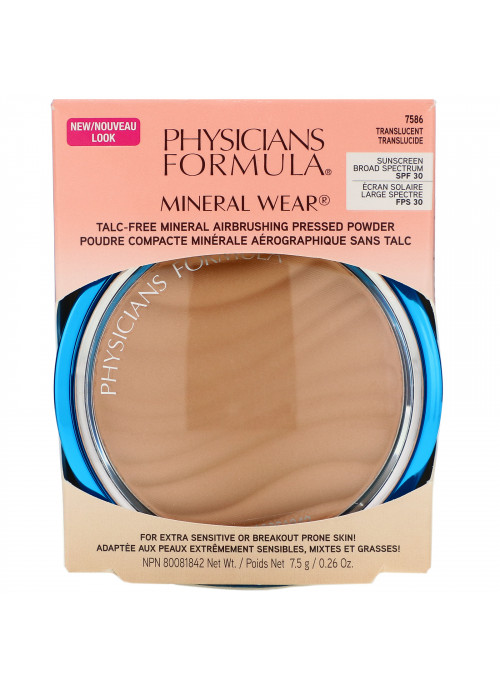 Physicians Formula, Mineral Wear, Airbrushing Pressed Powder, SPF 30, Translucent, 0.26 oz (7.5 g)