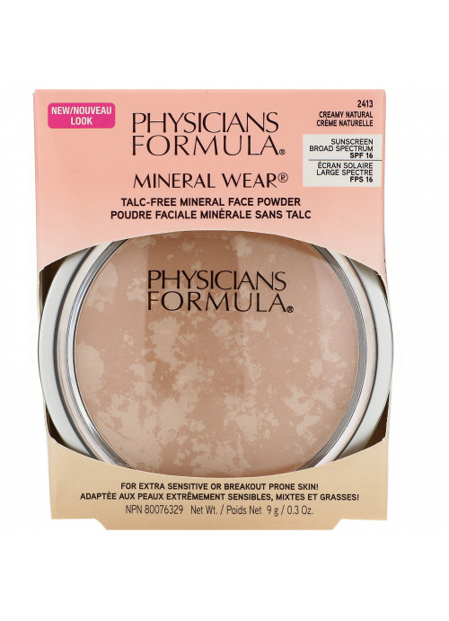 Physicians Formula, Mineral Wear, Face Powder, SPF 16, Creamy Natural, 0.3 oz (9 g)