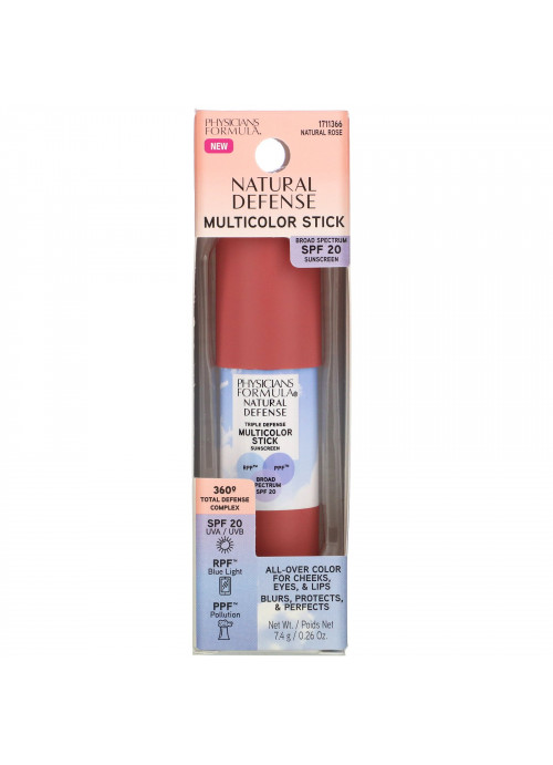 Physicians Formula, Natural Defense Multicolor Stick, SPF 20, Natural Rose, 0.26 oz (7.4 g)