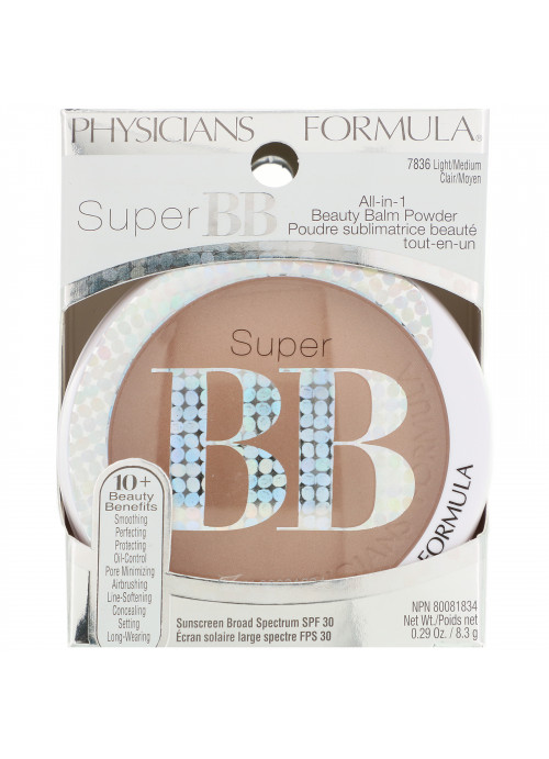 Physicians Formula, Super BB, All-in-1 Beauty Balm Powder, SPF 30, Light/Medium, 0.29 oz (8.3 g)