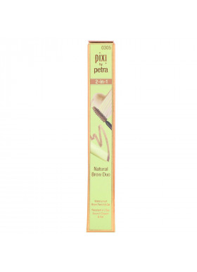 Pixi Beauty, 2-In-1 Natural Brow Duo, Waterproof Brow Pencil & Gel, Natural Brown, Pencil 0.007 oz (0.2 g) - Gel 0.084 fl oz (2.5 ml)