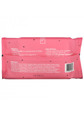Purlisse, Watermelon, Energizing Makeup Remover Wipes, 30 Towelettes