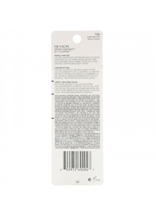 Revlon, Brow Fantasy, 106 Dark Brown, 0.011 oz (0.31 g) / 0.04 fl oz (1.18 ml)