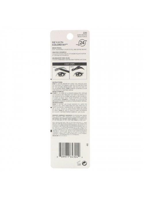 Revlon, Colorstay, Brow Pencil, 220 Dark Brown, 0.012 oz (0.35 g)
