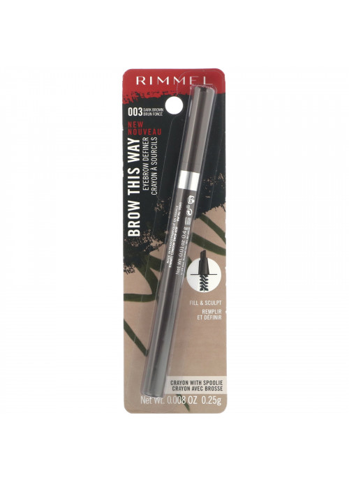 Rimmel London, Brow This Way Eyebrow Definer, 003 Dark Brown, 0.008 oz (.25g)