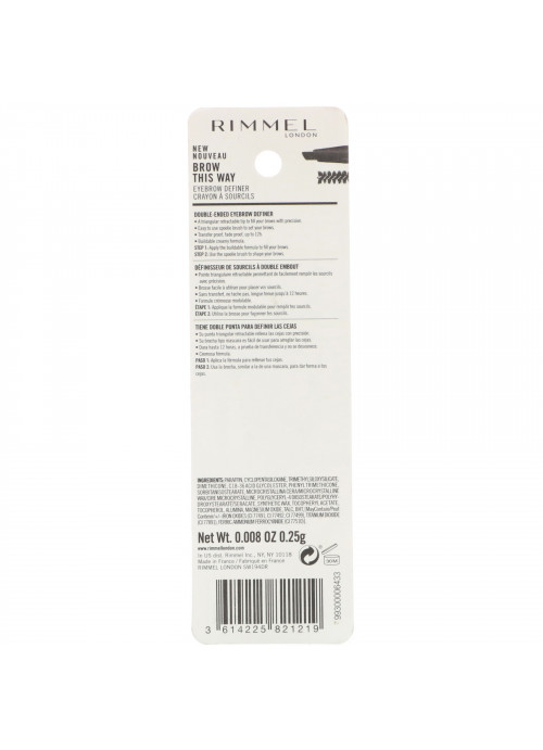 Rimmel London, Brow This Way Eyebrow Definer, 004 Soft Black, .008 oz (.25g)