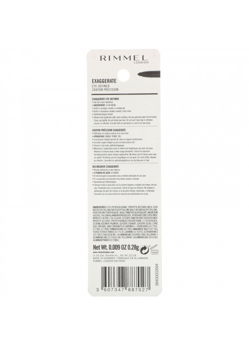 Rimmel London, Exaggerated Eye Definer, 262 Blackest Black, .009 oz (.28 g)